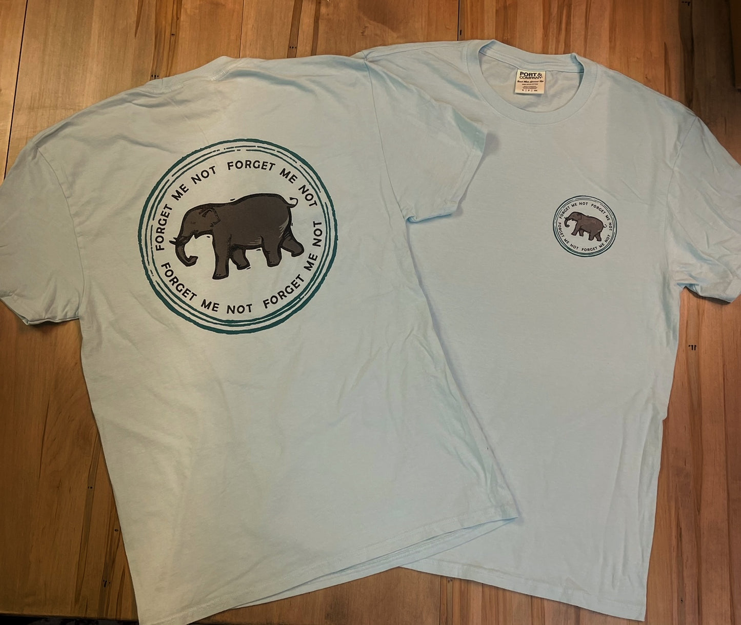 Turquoise Circle Logo on our Blue Glacier T-Shirt