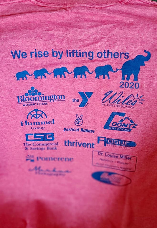 Elephant Run 2020 Short Sleeve T-shirt with footprints on sleeve